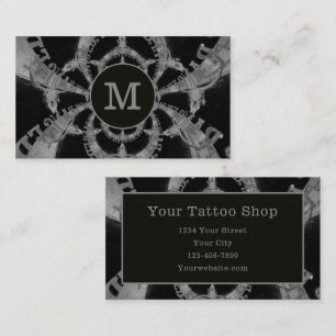 Rustic Western Bull Skull Black And White Monogram Business Card