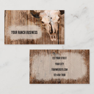 Rustic Western Bull Skull Vintage Texture Business Card