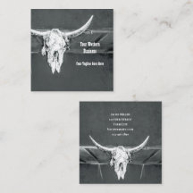 Rustic Western Charcoal Grey White Bull Cow Skull