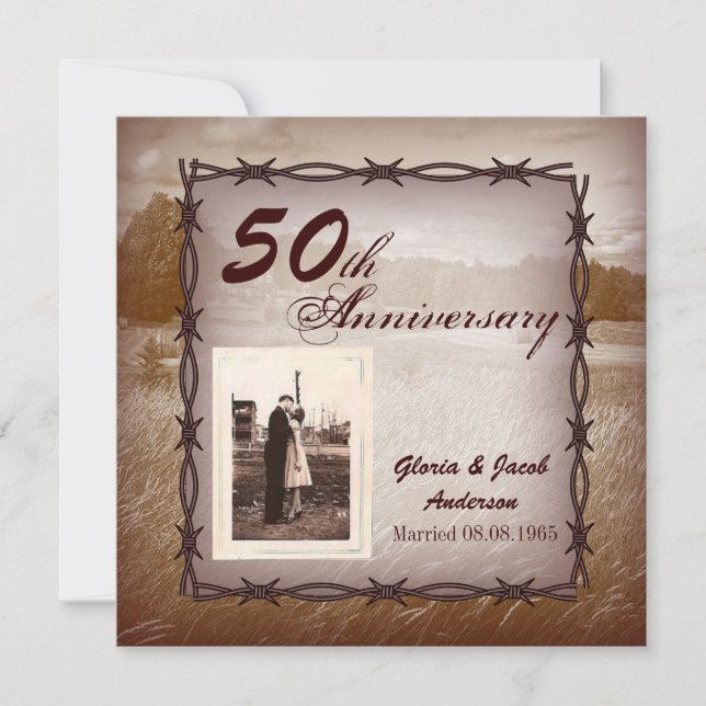 Rustic Western Country 50th Anniversary Party Invitation (Front)
