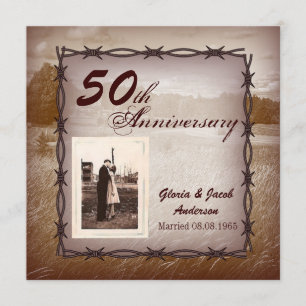 Rustic Western Country 50th Anniversary Party Invitation