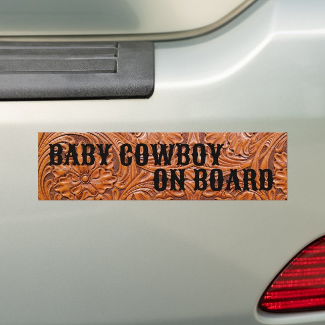 Rustic western country baby cowboy on board  bumper sticker (On Car)