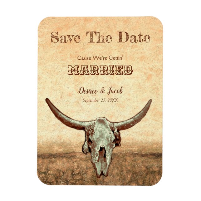 Rustic Western Country Beige Save The Date Magnet (Vertical)