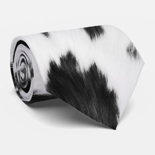 Rustic Western Country Black White Cowhide  Tie