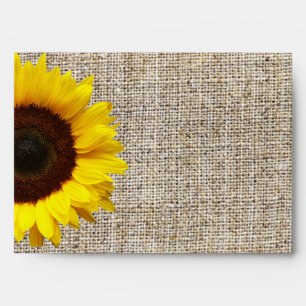 Rustic Western Country Burlap Sunflower Wedding Envelope