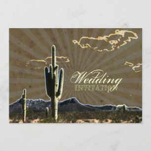 Rustic western country cactus wedding invitation