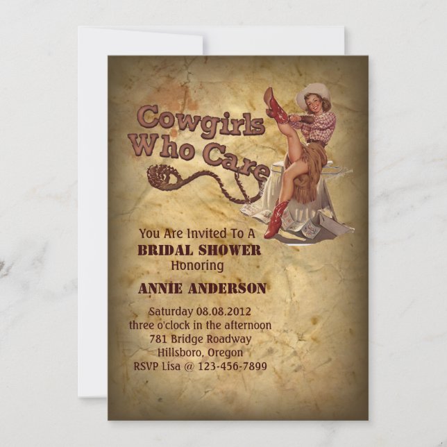 Rustic western country cowboy bachelorette party invitation (Front)