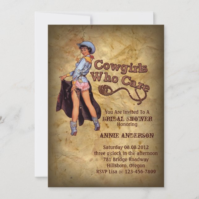 Rustic western country cowboy bachelorette party invitation (Front)