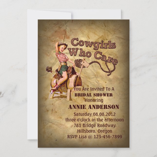 Rustic western country cowboy bachelorette party invitation (Front)