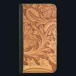 rustic western country cowboy tooled leather samsung galaxy s5 wallet case<br><div class="desc">rustic western cowboy wedding favors. barn wedding party supplies. brown western leather fashion gifts.</div>