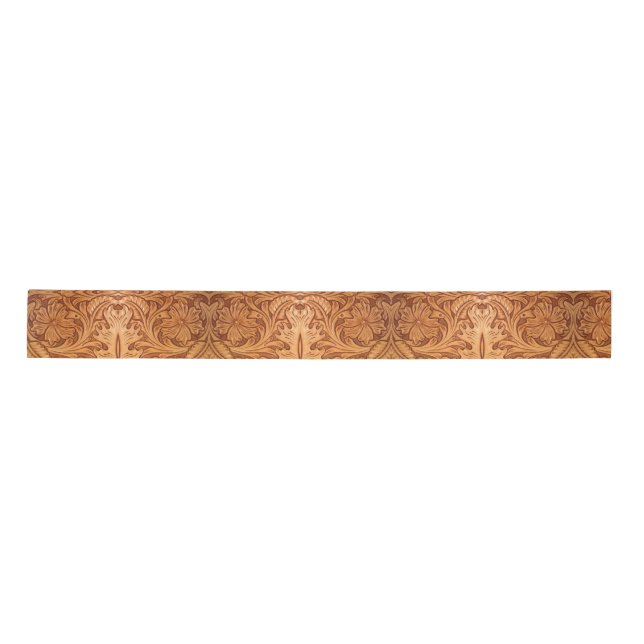 rustic western country cowboy tooled leather satin ribbon (Front)