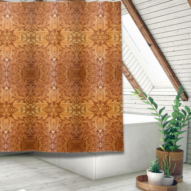rustic western country cowboy tooled leather shower curtain (rustic western country cowboy tooled leather shower curtain)