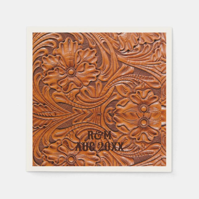 Rustic western country cowboy wedding favour napkin (Front)