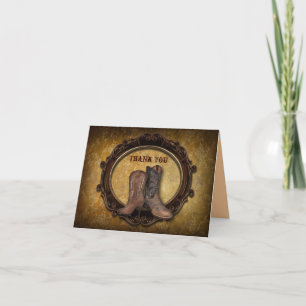 rustic western country cowboy wedding thank you card
