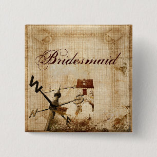 rustic western country farm barn bridesmaid 15 cm square badge