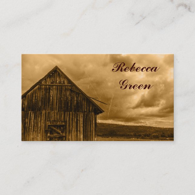 rustic western country farm old barn wedding business card (Front)