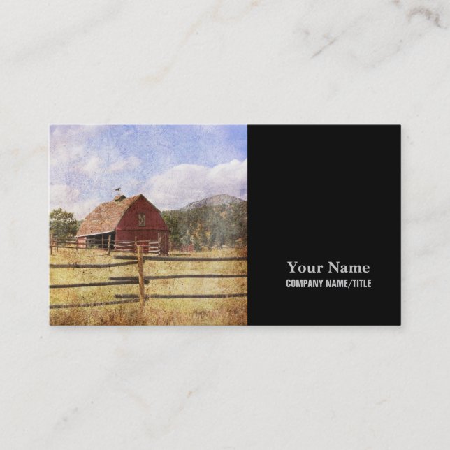 Rustic Western Country Farm Primitive Red Barn Business Card (Front)