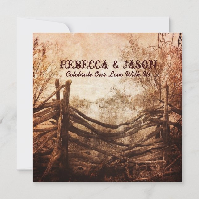 rustic western country farm wedding invitation (Front)