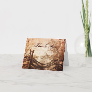 rustic western country farm wedding thank you card