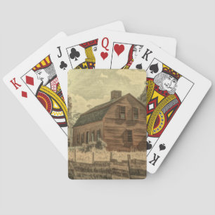 Rustic Western Country Farmhouse Chic Red Barn Playing Cards