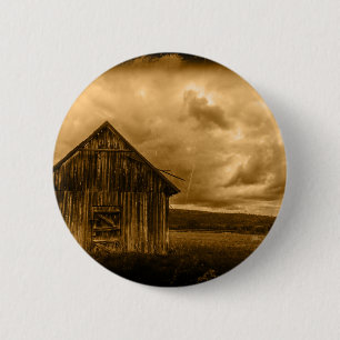 rustic western country farmhouse old barn 6 cm round badge