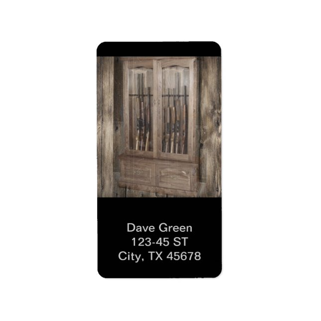 Rustic Western Country Firearm Gun Cabinet Rifles Label (Front)