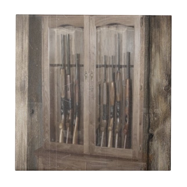 Rustic Western Country Firearm Gun Cabinet Rifles Tile (Front)