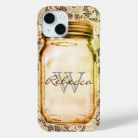 rustic western country lace customisable mason jar
