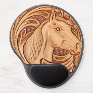 rustic western country leather equestrian horse gel mouse mat