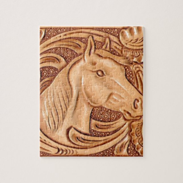 rustic western country leather equestrian horse jigsaw puzzle (Vertical)