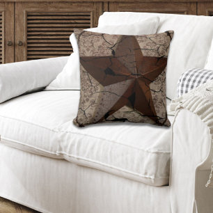 Rustic Western Country Primitive Texas Star Cushion