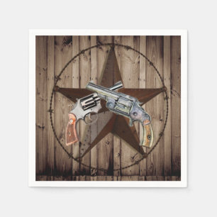 rustic western country texas star cowboy pistol napkin