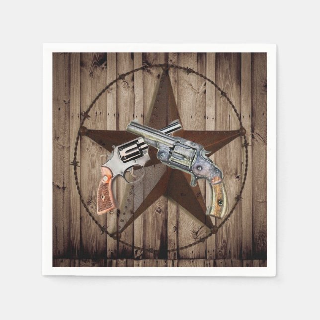 rustic western country texas star cowboy pistol napkin (Front)