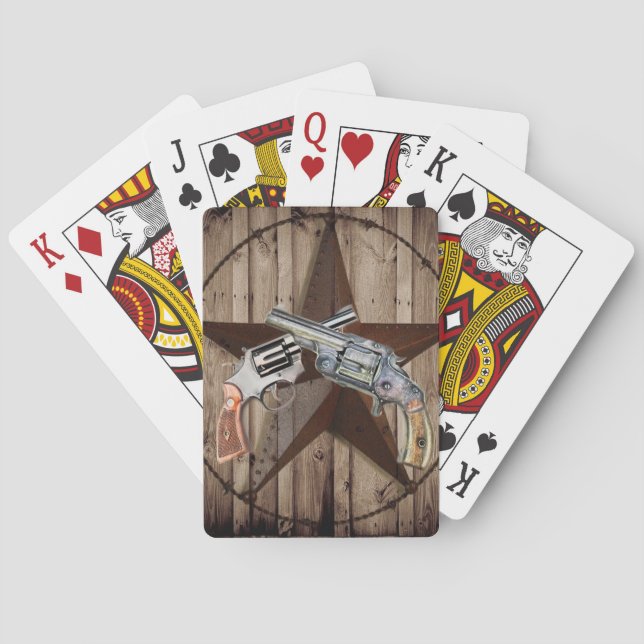 rustic western country texas star cowboy pistols playing cards (Back)