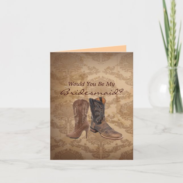rustic western country   Will You Be My Bridesmaid Invitation (Front)