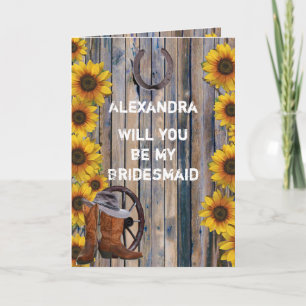 Rustic western country will you be my bridesmaid invitation