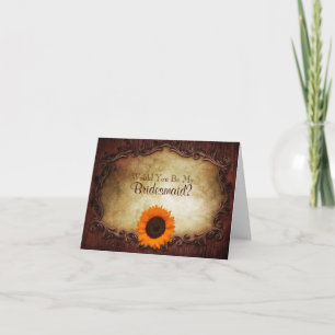 rustic western country  Will You Be My Bridesmaid Invitation