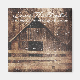 rustic western country winter barn wedding magnet