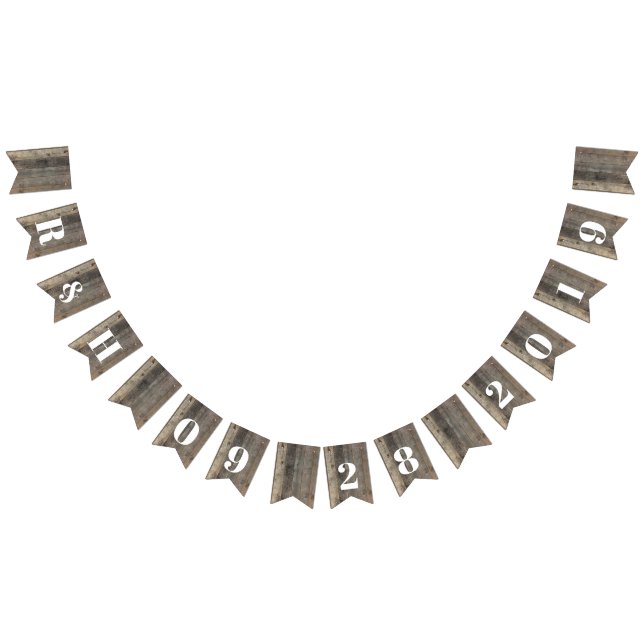 rustic western country woodgrain barn wedding bunting  (All)