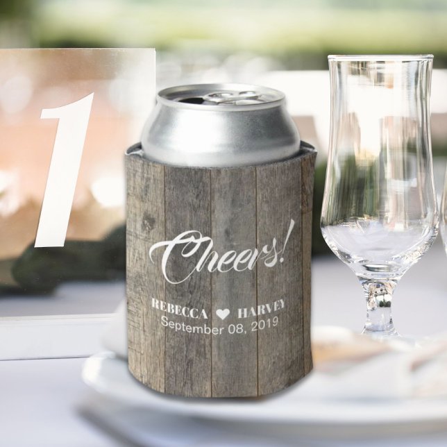 rustic western country woodgrain barn wedding can cooler (rustic western country woodgrain barn wedding can cooler)