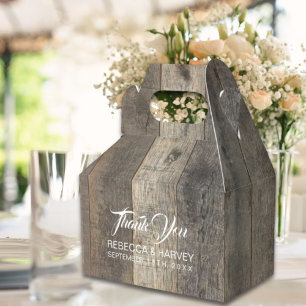 rustic western country woodgrain barn wedding favour box