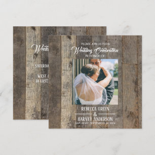 rustic western country woodgrain barn wedding invitation