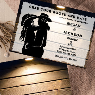 Rustic Western Couple Barn Reception  Invitation