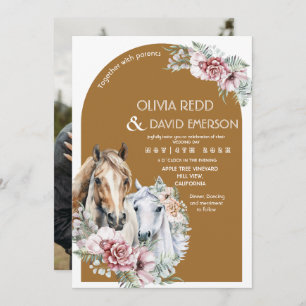 Rustic  Western Cowboy Boho Floral  Wedding Invitation