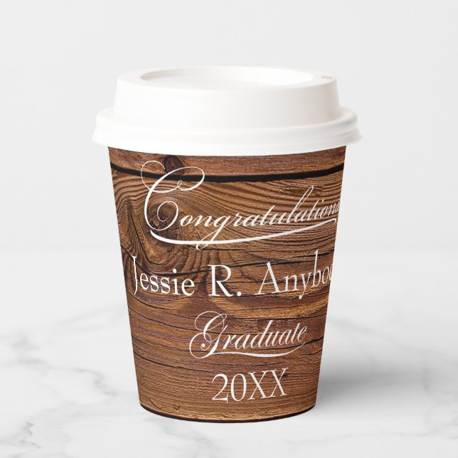 Rustic Western cowboy boot lasso Graduation Party Paper Cups (Front)