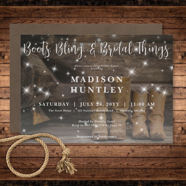 Rustic Western Cowboy Boots for Two Bridal Shower Invitation (Rustic Western Cowboy Boots for Two Bridal Shower Invitation)