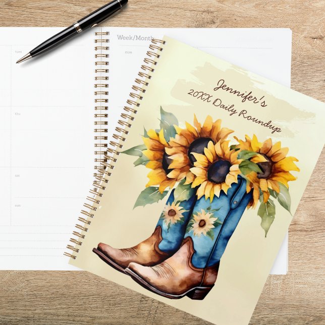 Rustic Western Cowboy Boots & Sunflowers Planner (Creator Uploaded)