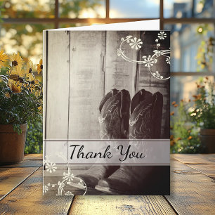 Rustic Western Cowboy Boots Sympathy Thank You