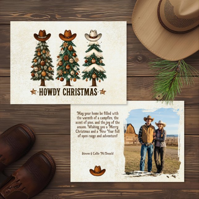 Rustic Western Cowboy Christmas Photo Holiday Card (Creator Uploaded)