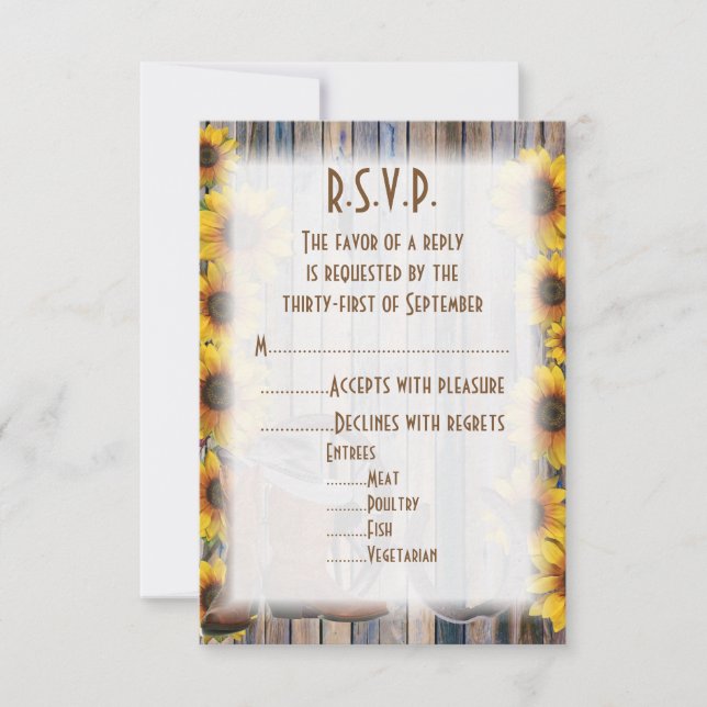 Rustic western cowboy country wedding R.S.V.P RSVP Card (Front)
